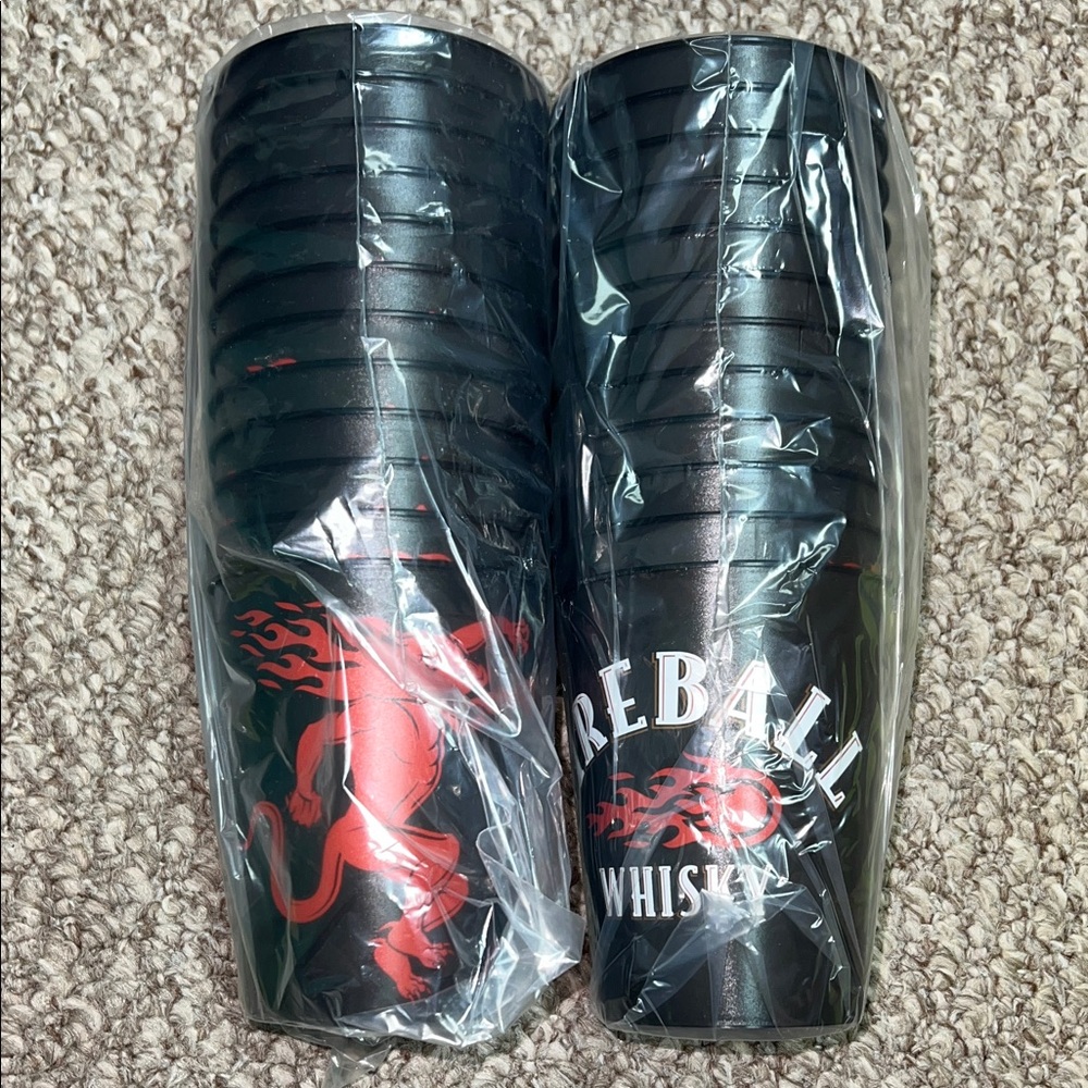 NIB 24pc Authentic BPA free Fireball Whiskey reusable stadium logo cups 16oz